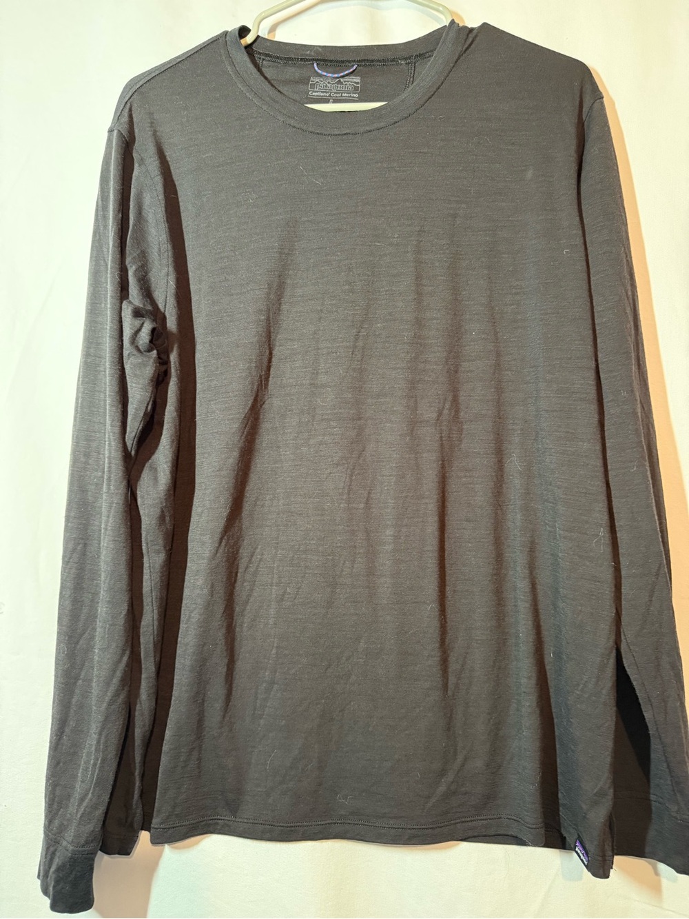 Patagonia Capilene Cool Merino Shirt Mens L Black Long Sleeve Wool Base Layer